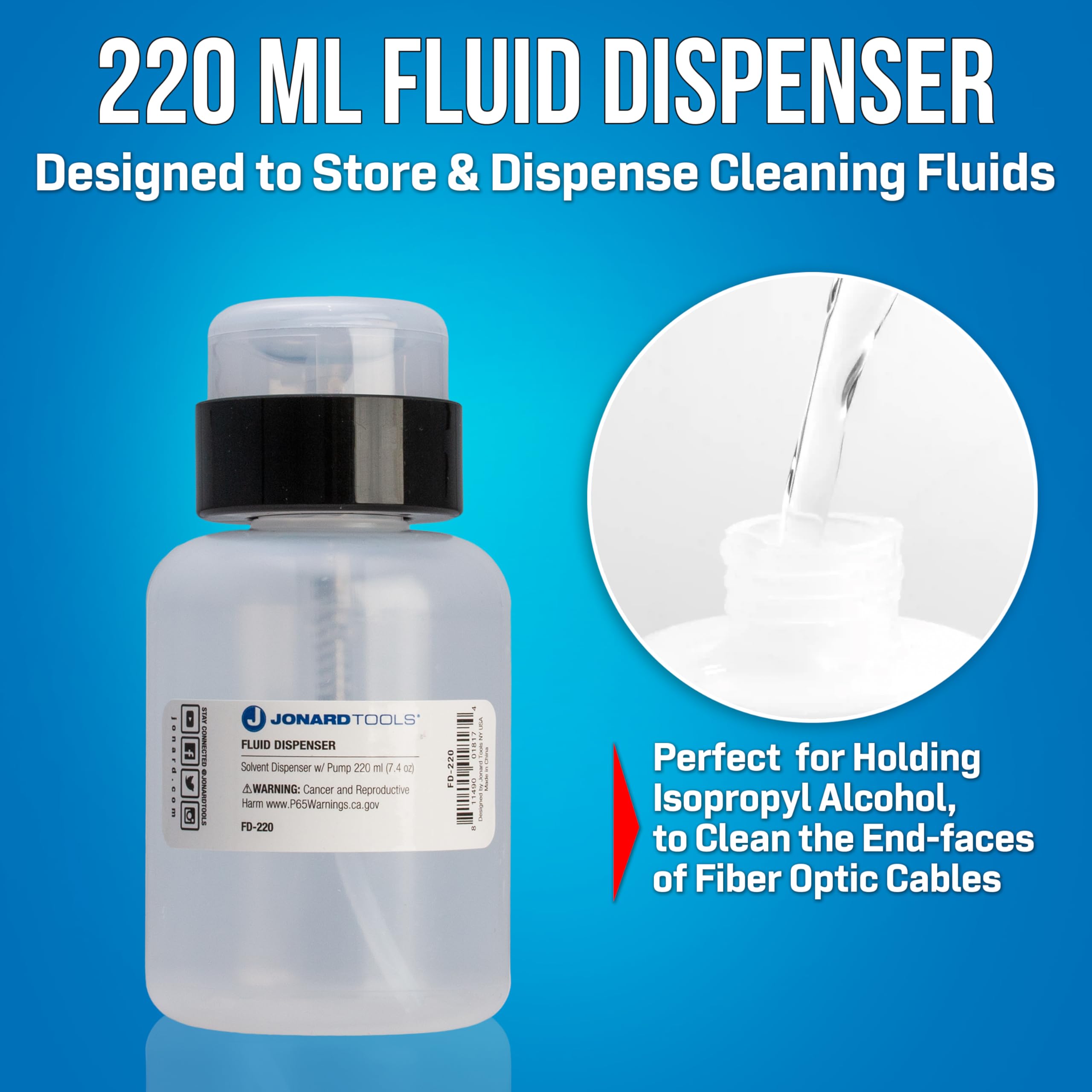 Jonard Tools FD-220 Fluid Dispenser for Isopropyl Alcohol and